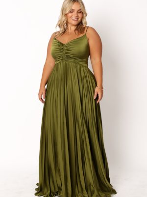 Naira Pleated Maxi Dress - Palm Green