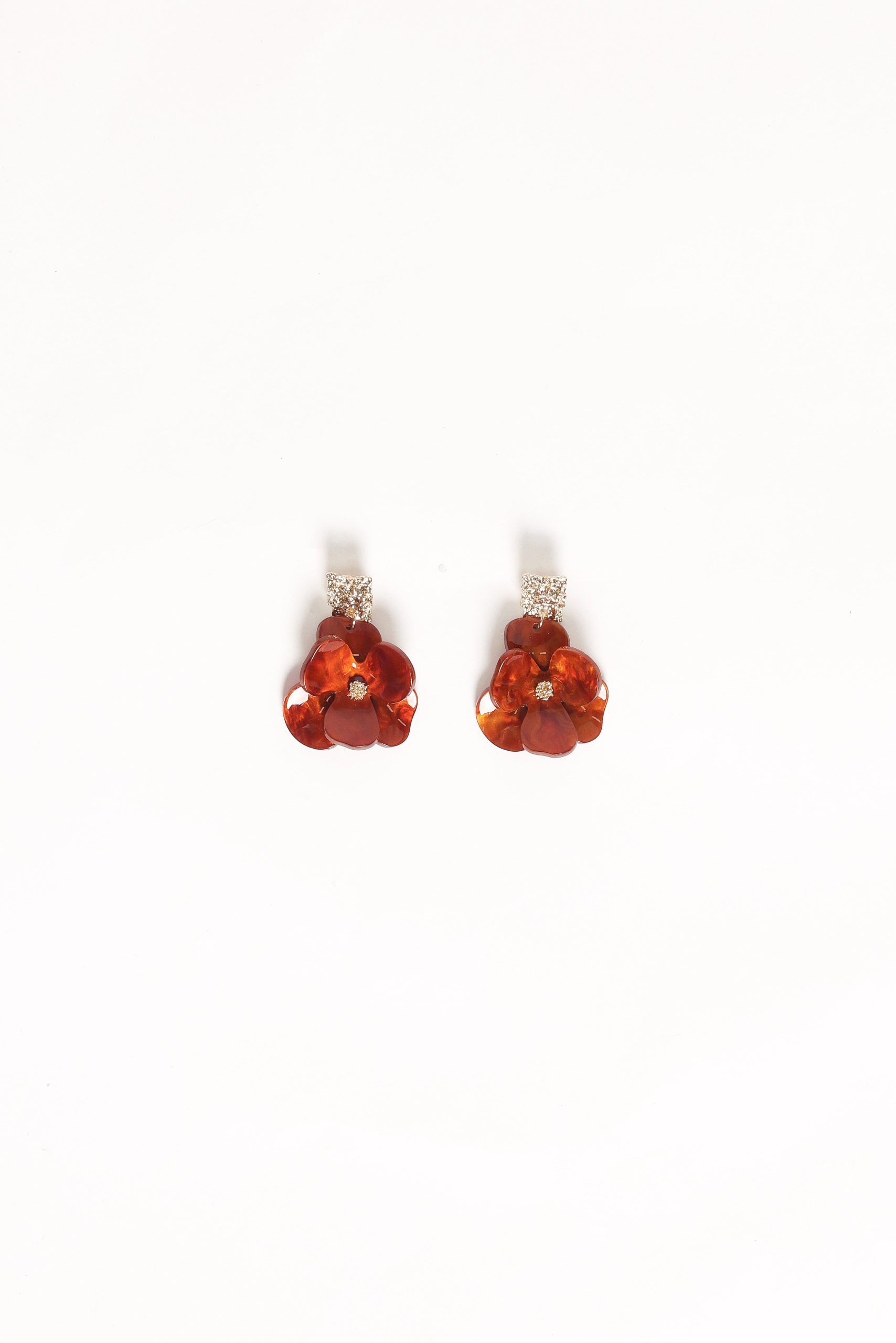 Lennon Flower Earrings - Gold/Brown