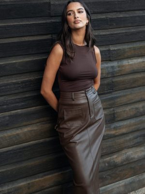 Colby Midi Skirt - Brown