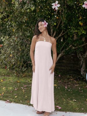 Bethany Strapless Midi Dress - Rosewater