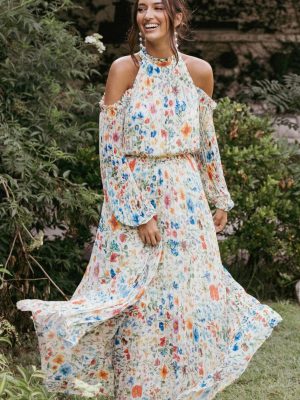 Hilary Pleated Maxi Dress - Garden Floral