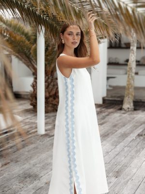 Lennie Midi Dress - Cream Blue