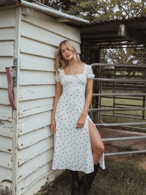 Jill Midi Dress - Cherry Print