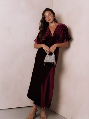 Ricki Velvet Maxi Dress - Wine