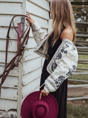 Vako Quilted Embroidered Jacket - Light Taupe