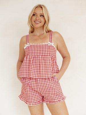 Isidore Gingham Short Set - Red