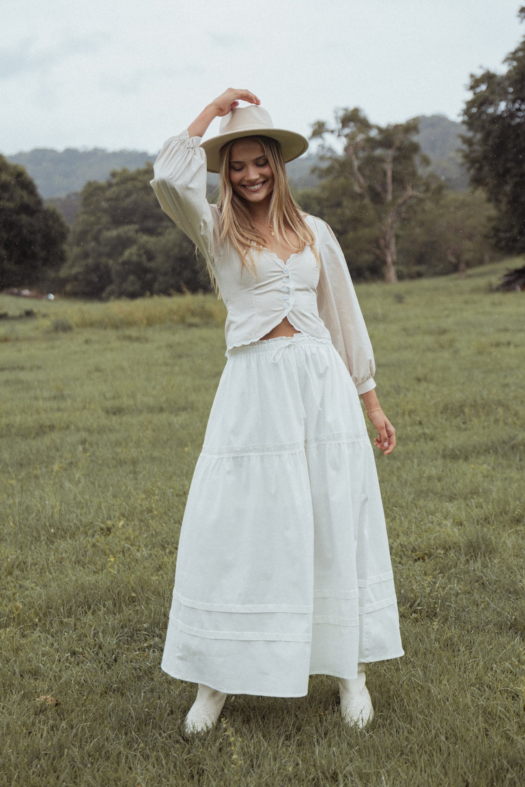 Darlia Tiered Maxi Skirt - White - Image 2