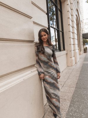 Pandora Long Sleeve Maxi Dress - Ombre Stripe