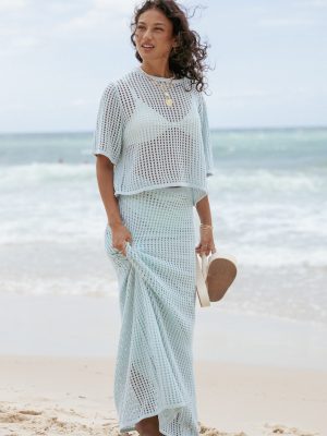 Kinnie Knit Skirt Set - Light Blue