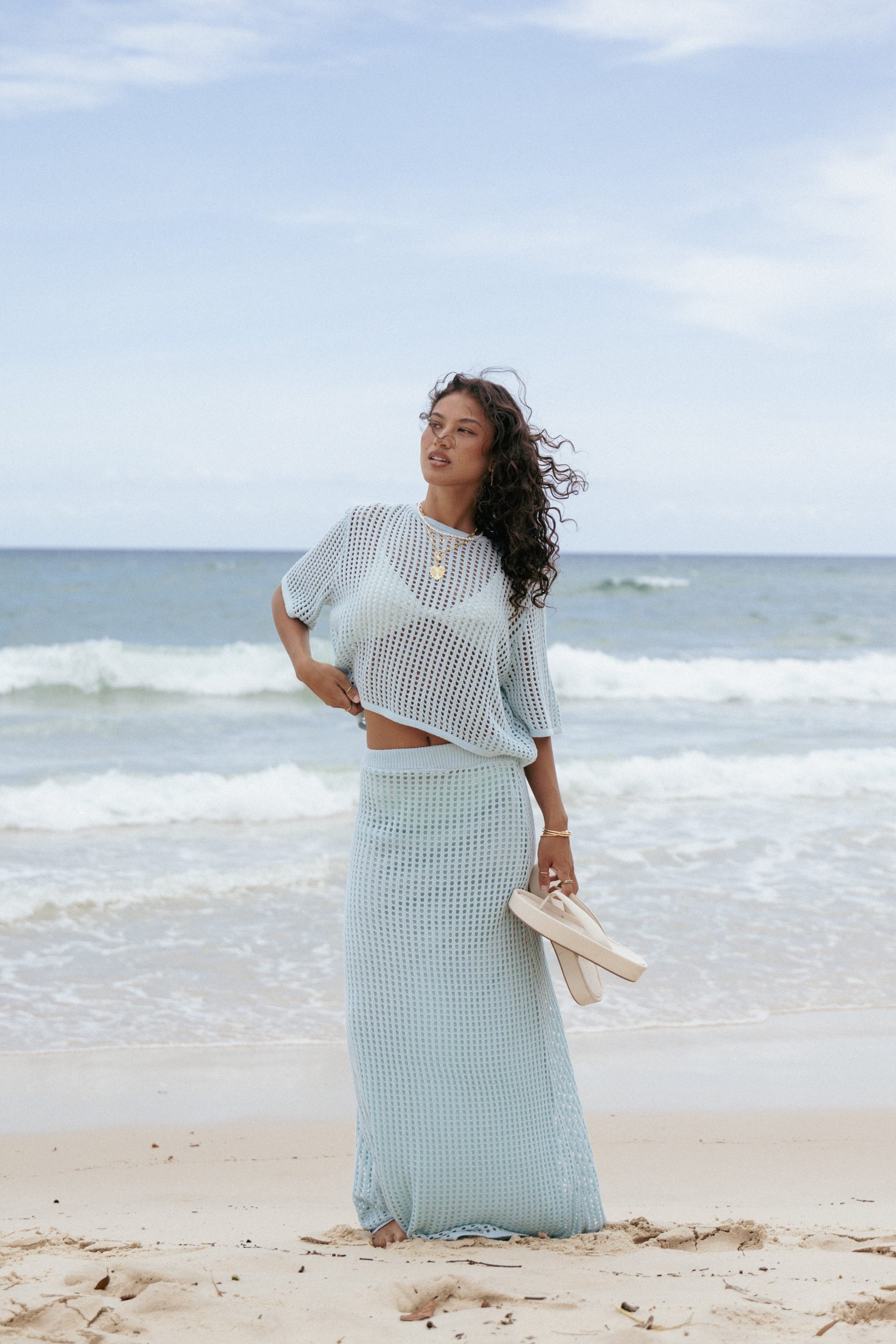 Kinnie Knit Skirt Set - Light Blue - Image 3