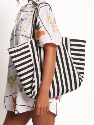 Savannah Beach Bag - Black Stripe