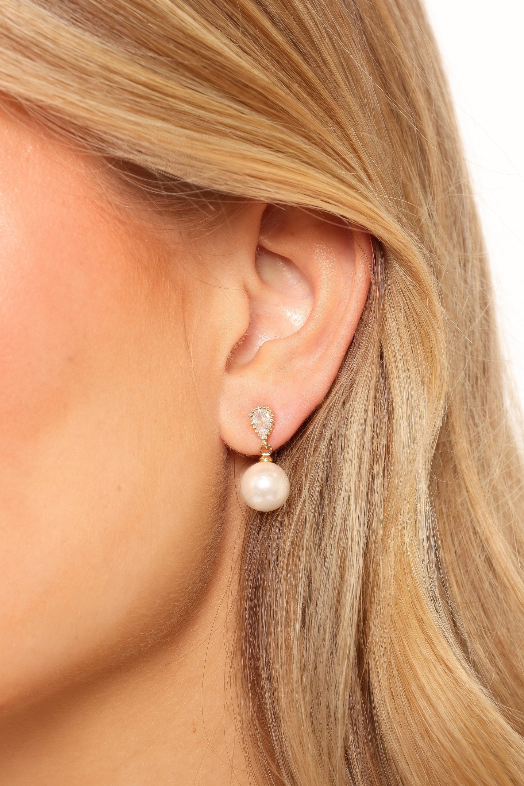 Camille Pearl Earrings - Gold - Image 2