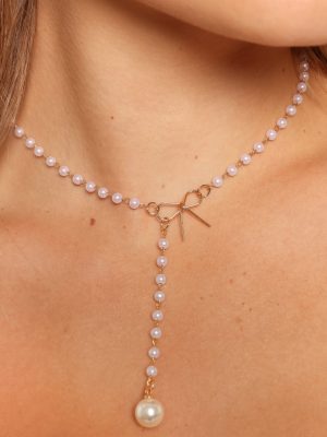 Aldo Bow Necklace - Pearl