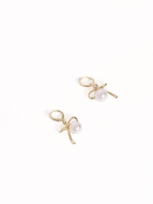 Louisa Bow Earrings - Gold/Pearl