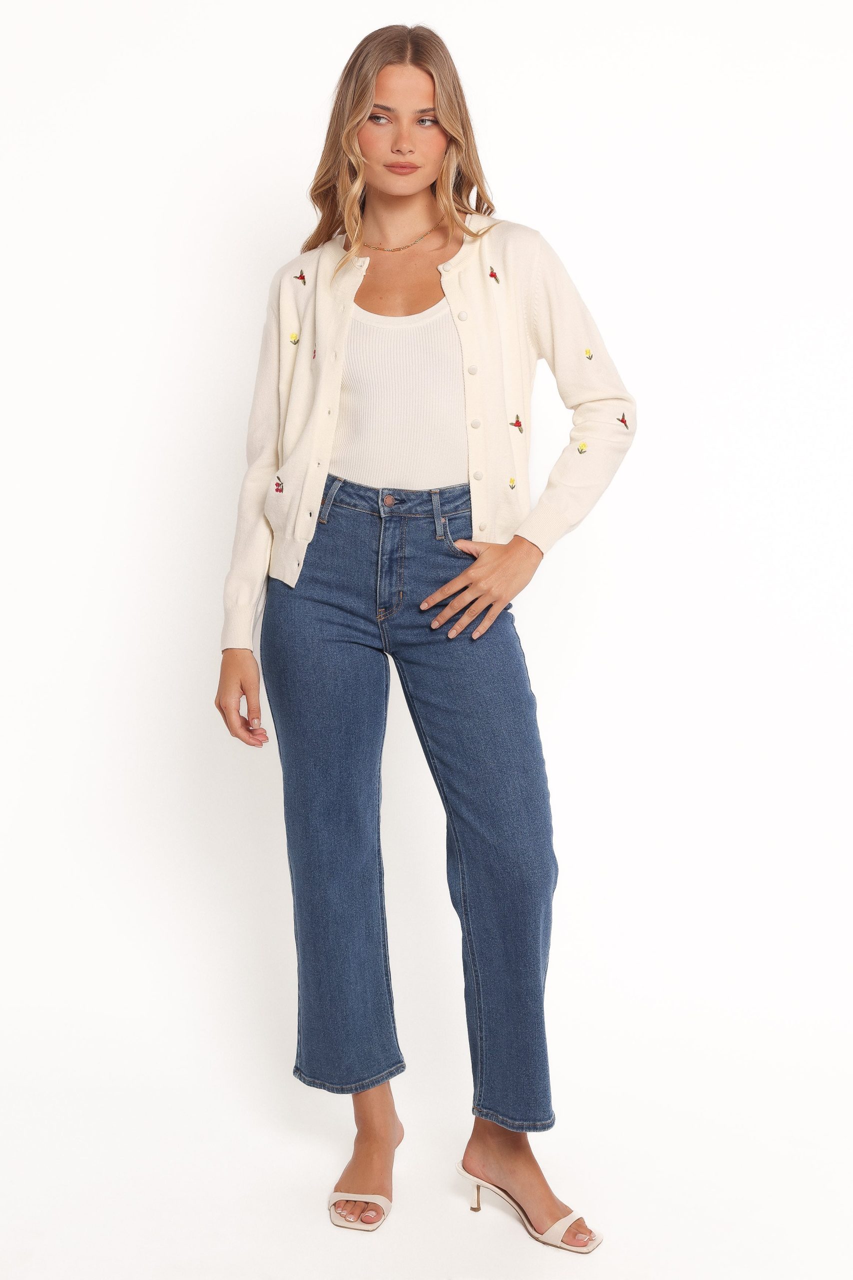 Millen Flower Embroidery Cardigan - Cream - Image 4