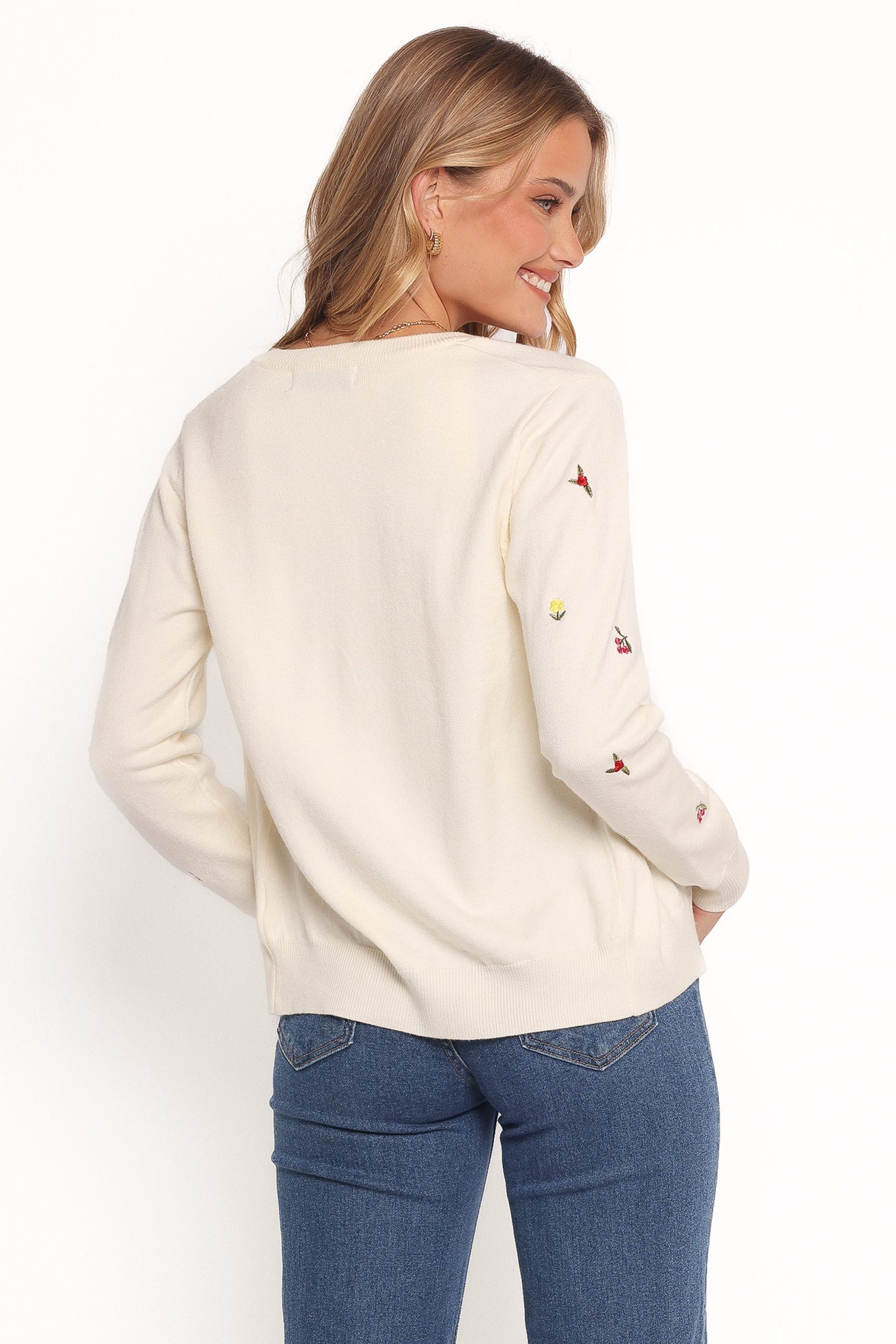 Millen Flower Embroidery Cardigan - Cream - Image 5