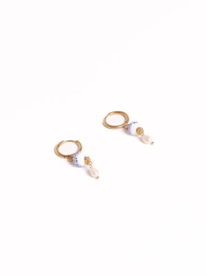 Bree Earrings - Blue/Pearl