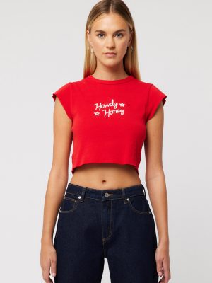 Abrand 90s Rib Cut Off Tee - Red
