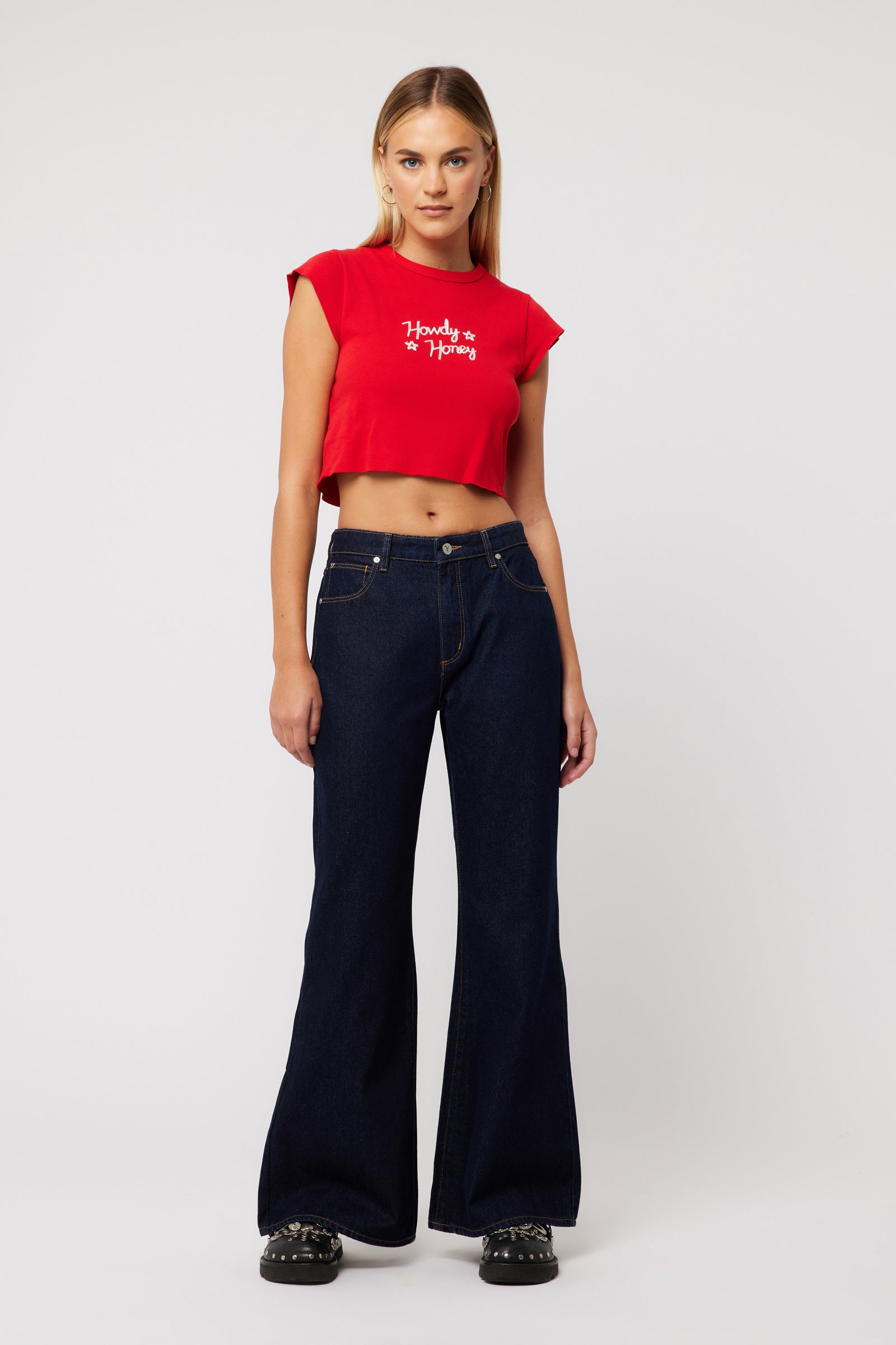 Abrand 90s Rib Cut Off Tee - Red - Image 2