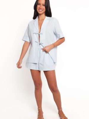 Aaliyah Cotton Shorts - Pale Blue