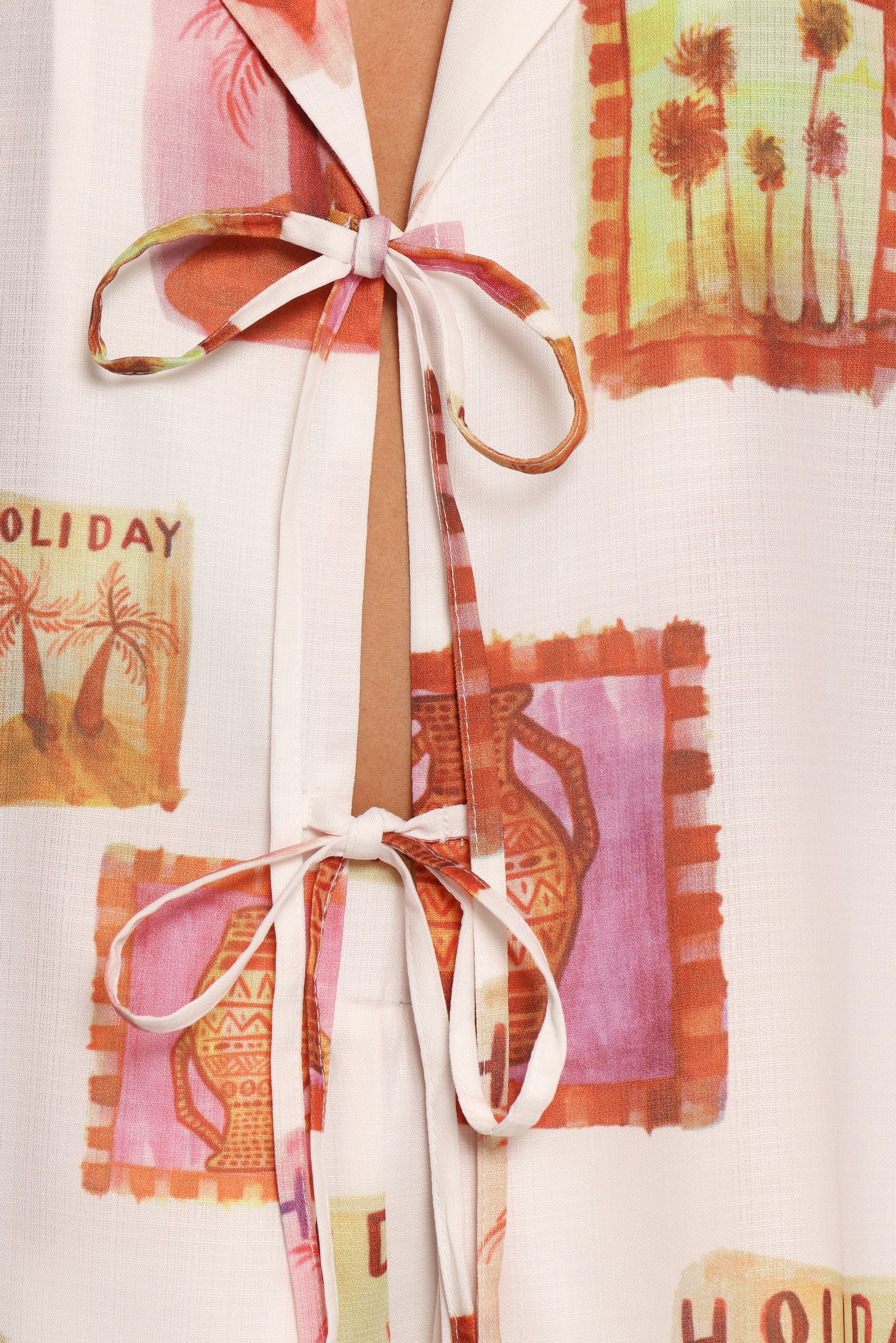 Aaliyah Tie Front Top - White Multi - Image 9