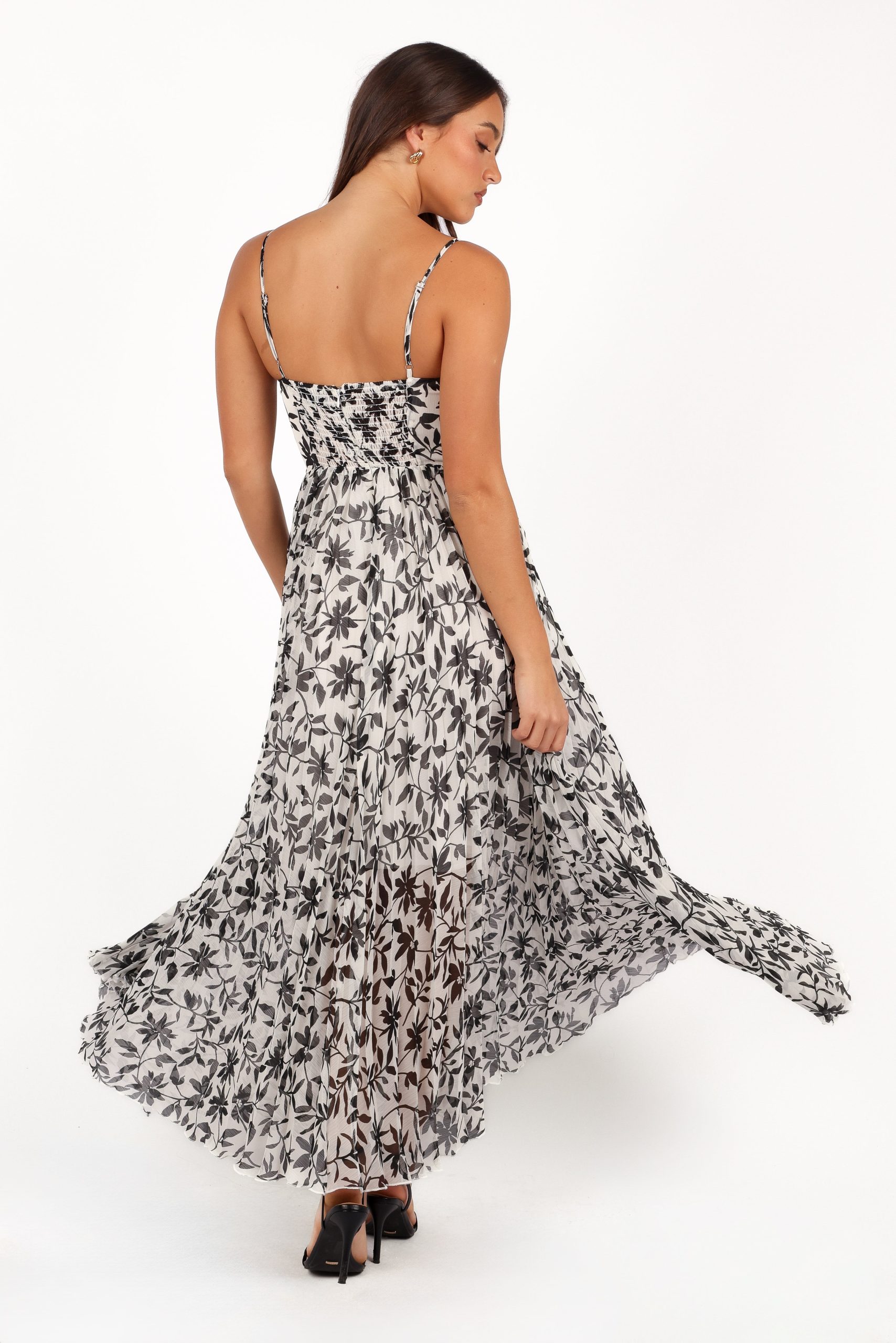 Achanti Pleated Maxi Dress - White Black Floral - Image 7