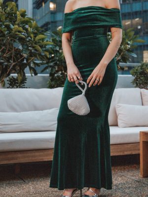 Adair Off Shoulder Maxi Dress - Emerald Green