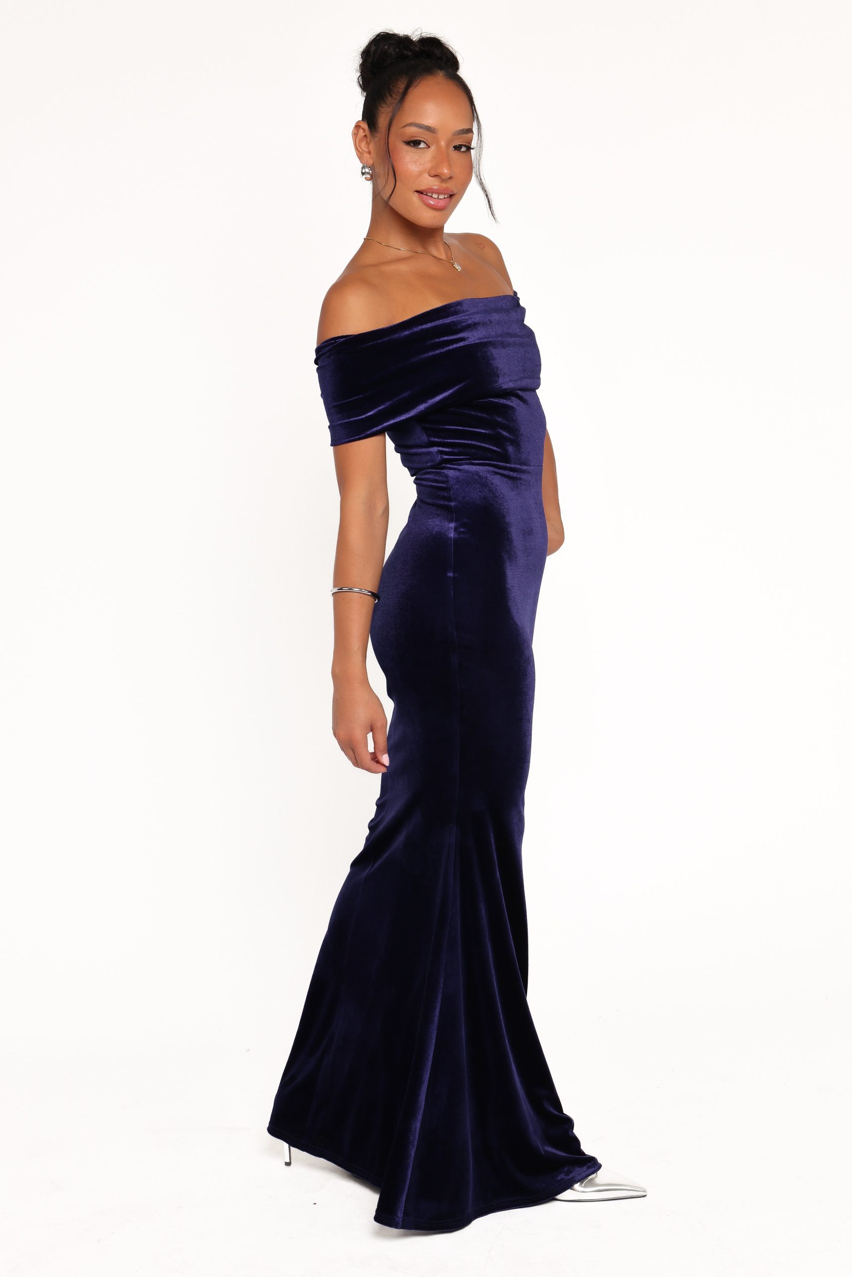 Adair Off Shoulder Maxi Dress - Navy - Image 5