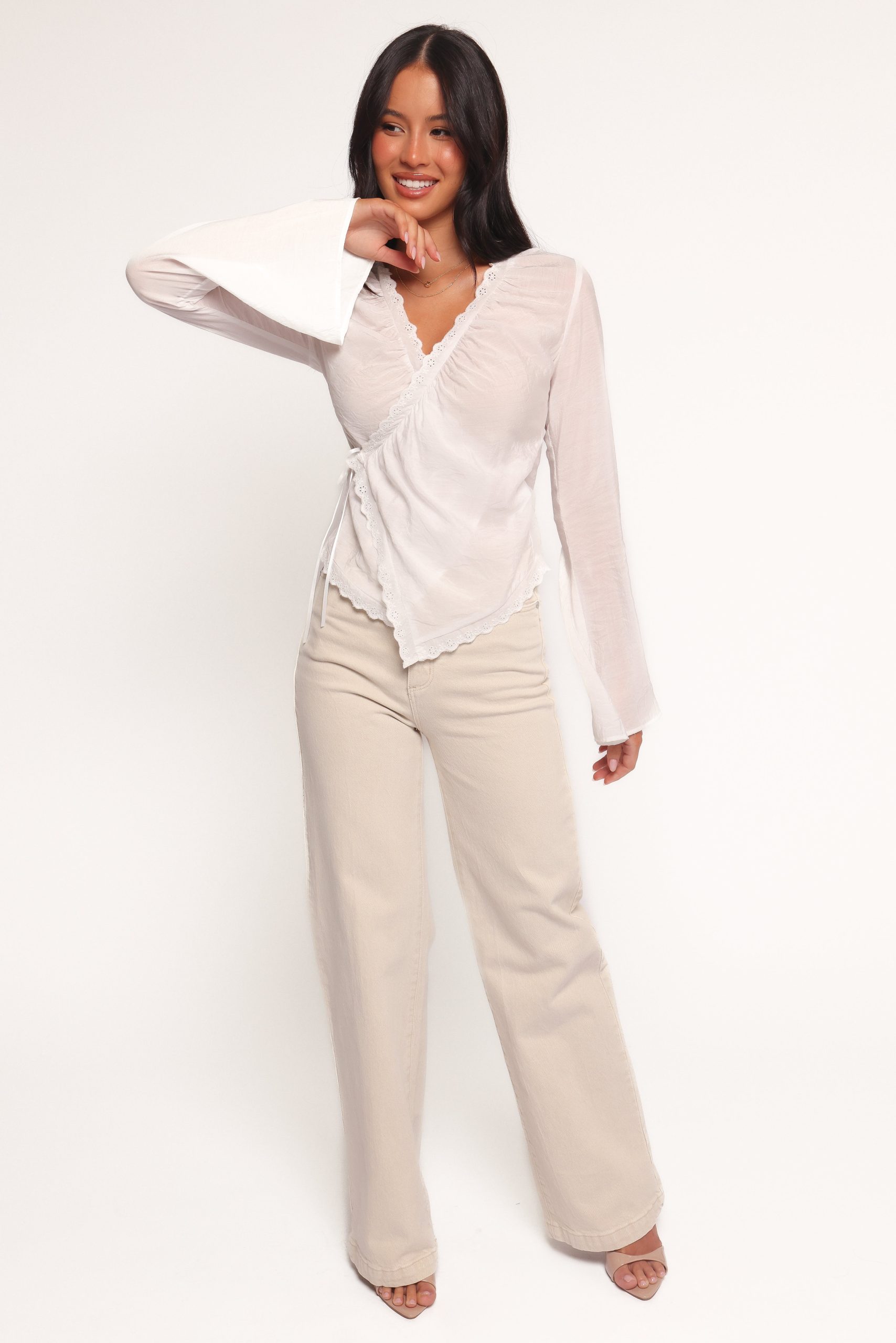 Adira Wrap Blouse - White - Image 3