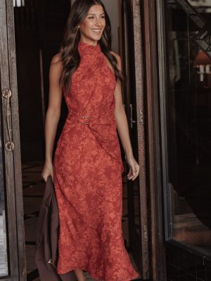 Isabeau Midi Dress - Red Roses