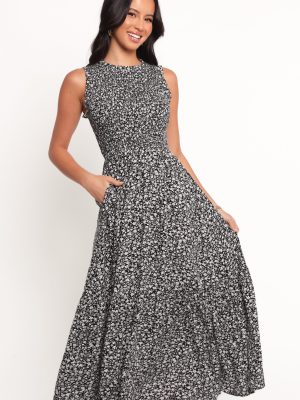Agatha Midi Dress - Black Floral