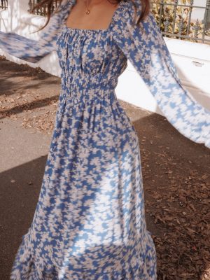 Aine Midi Dress - Blue Floral