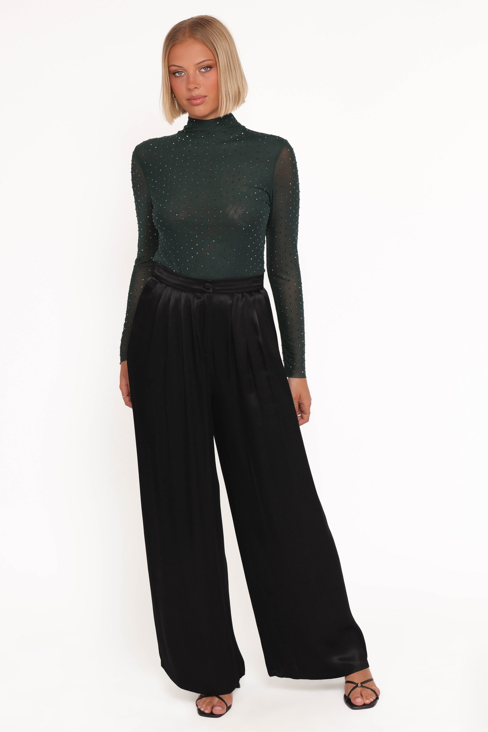 Alejandra Embellished Mesh Top - Hunter Green - Image 5