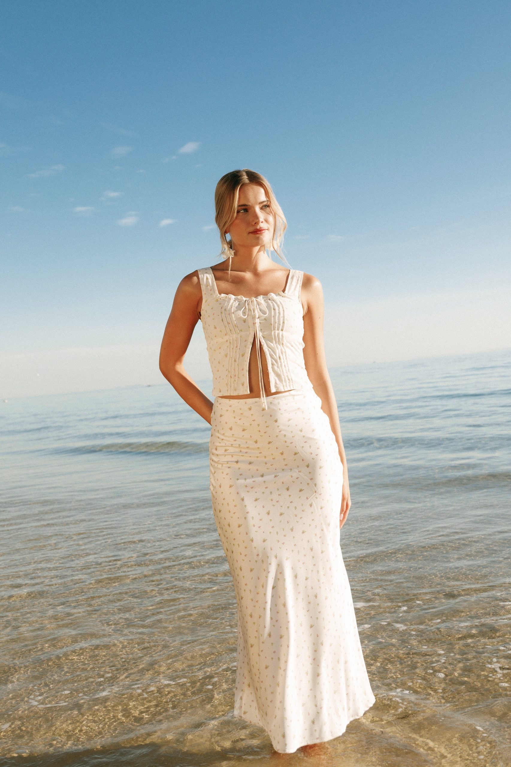 Mei Satin Midi Skirt - Tiny Blooms - Image 8