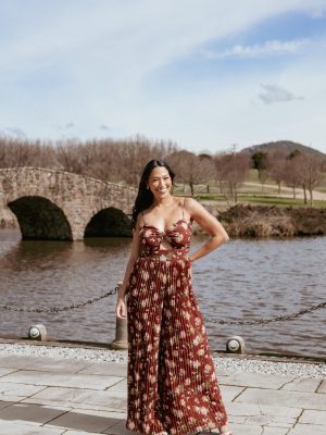 Alice Wide Leg Jumpsuit - Brown Floral