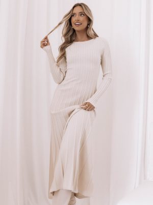 Alison Long Sleeve Maxi Dress - Cream