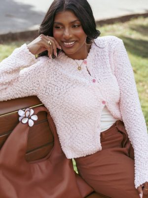Ally Texture Cardigan - Pink