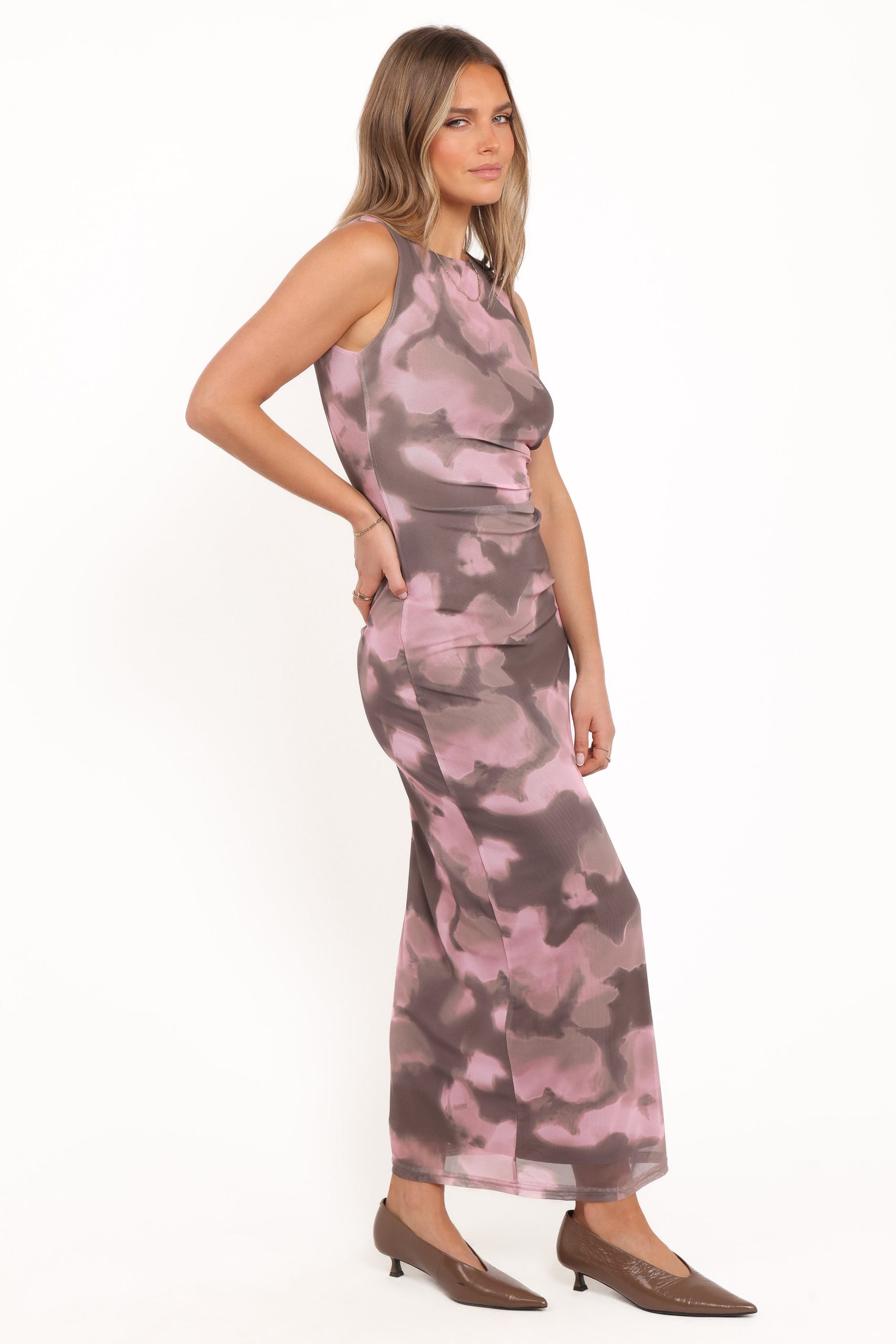 Alyssa Maxi Dress - Pink/Brown Print - Image 4