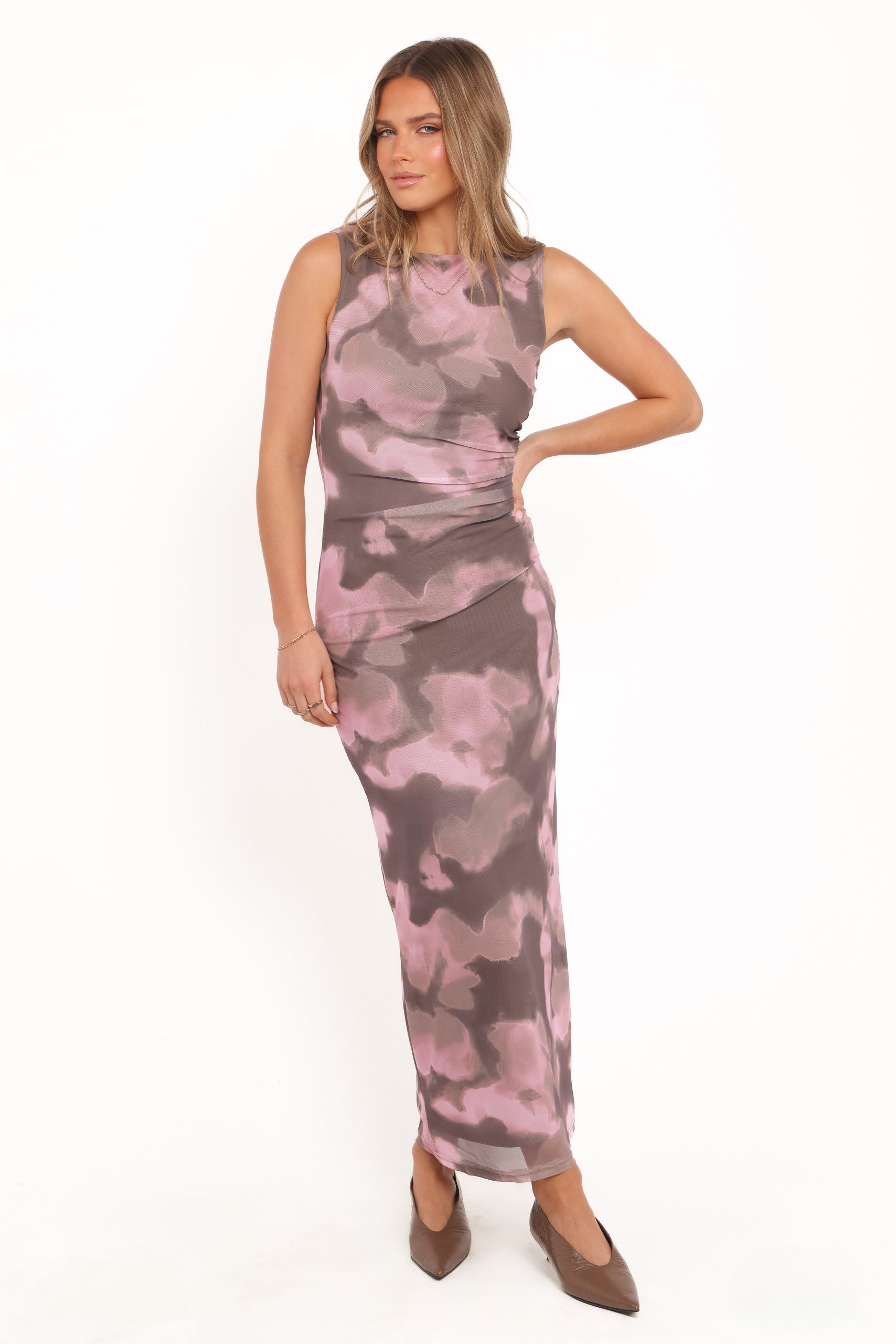 Alyssa Maxi Dress - Pink/Brown Print - Image 2