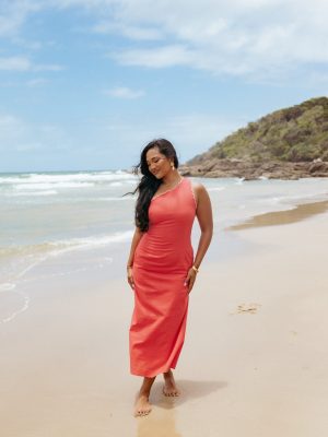 Amani Midi Dress - Coral