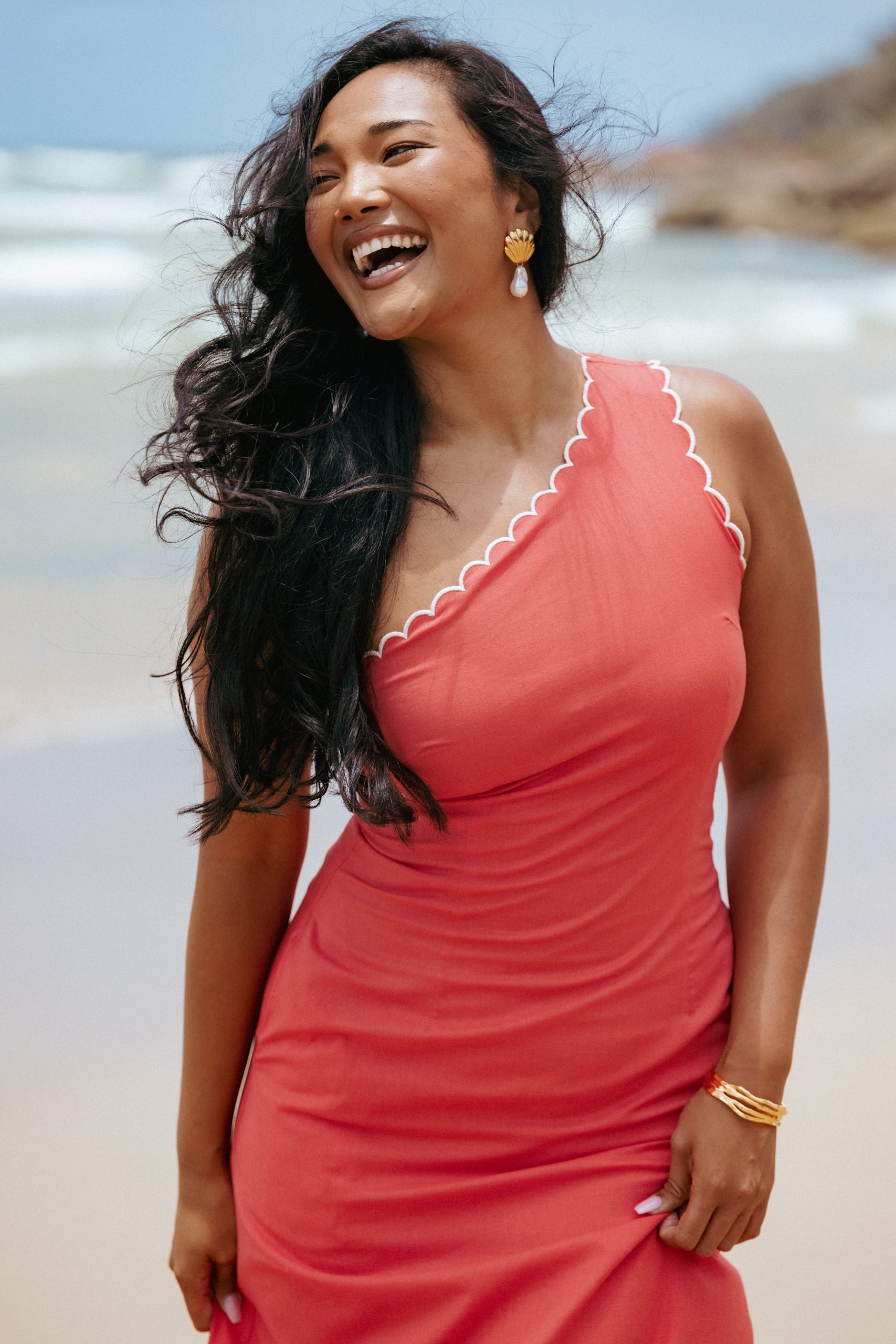 Amani Midi Dress - Coral - Image 8