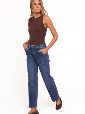 Amara Utility Pocket Straight Jean - Dark Wash