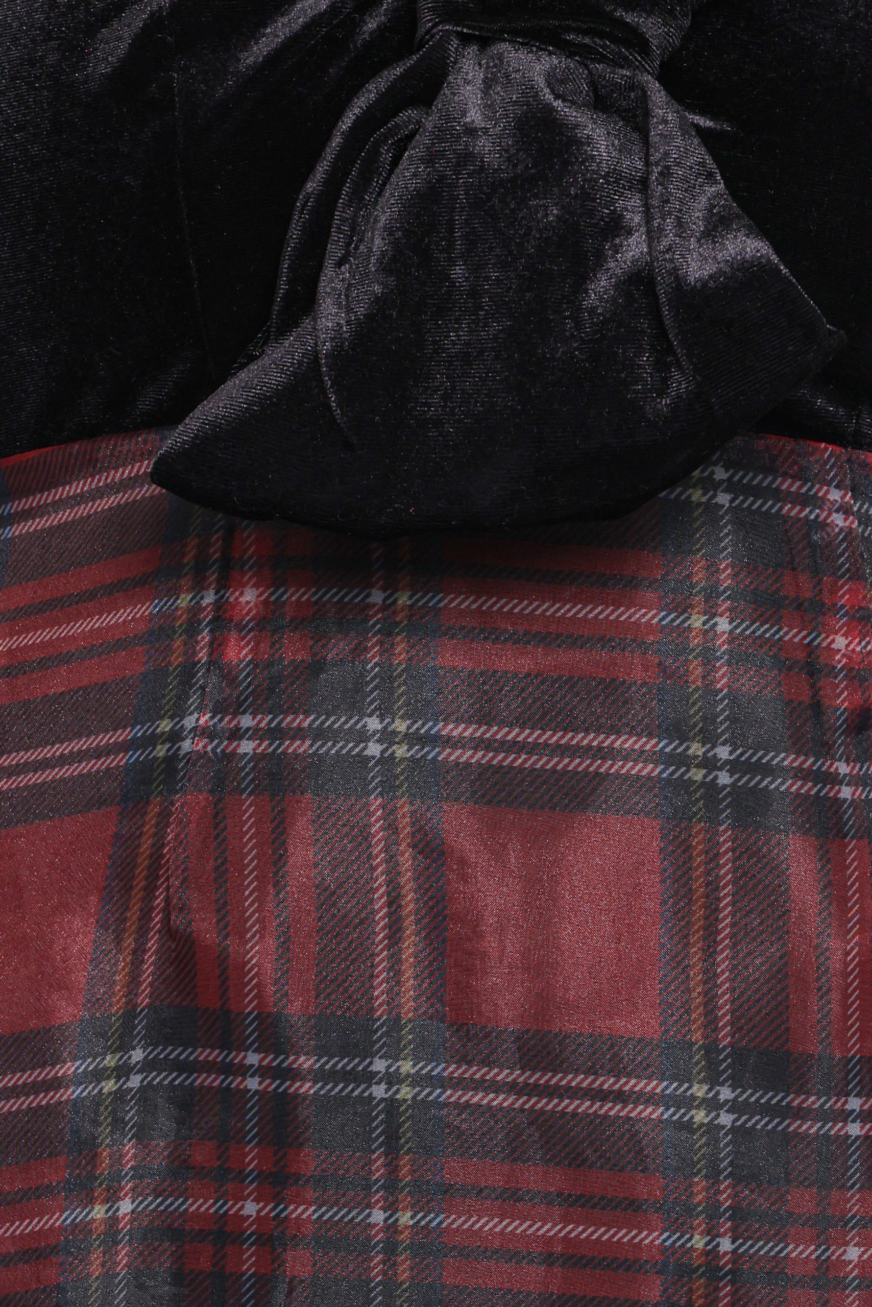 Amelie Bow Front One Shoulder Midi Dress - Red Plaid - Image 6