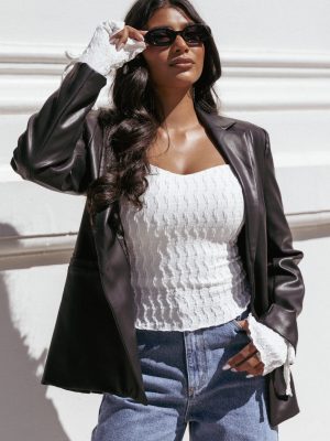 Jamie Faux Leather Blazer - Black