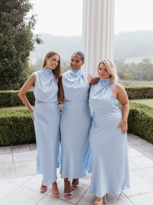 Anabelle Halter Neck Lace Maxi Dress - Baby Blue