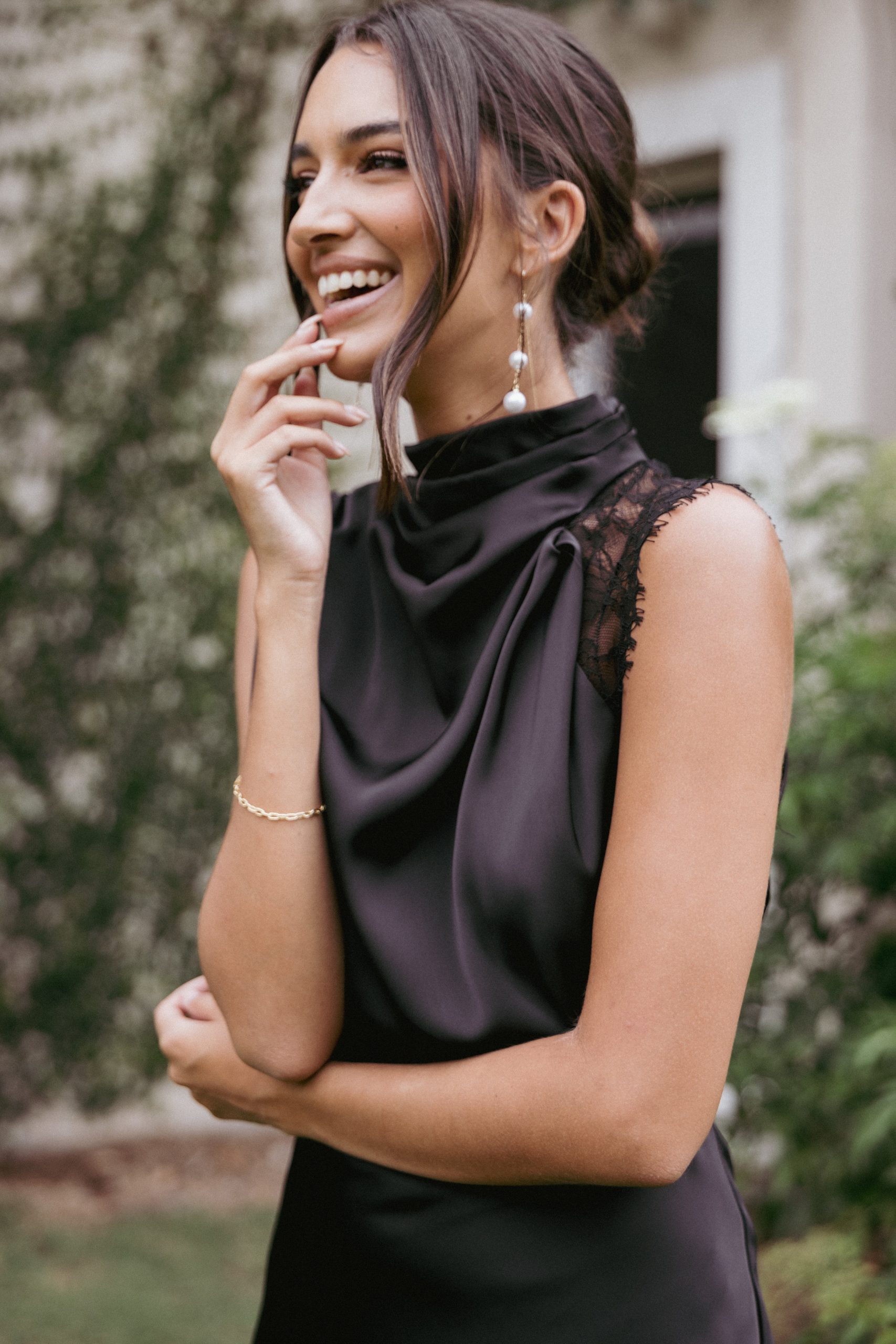 Anabelle Halter Neck Lace Maxi Dress - Black - Image 9