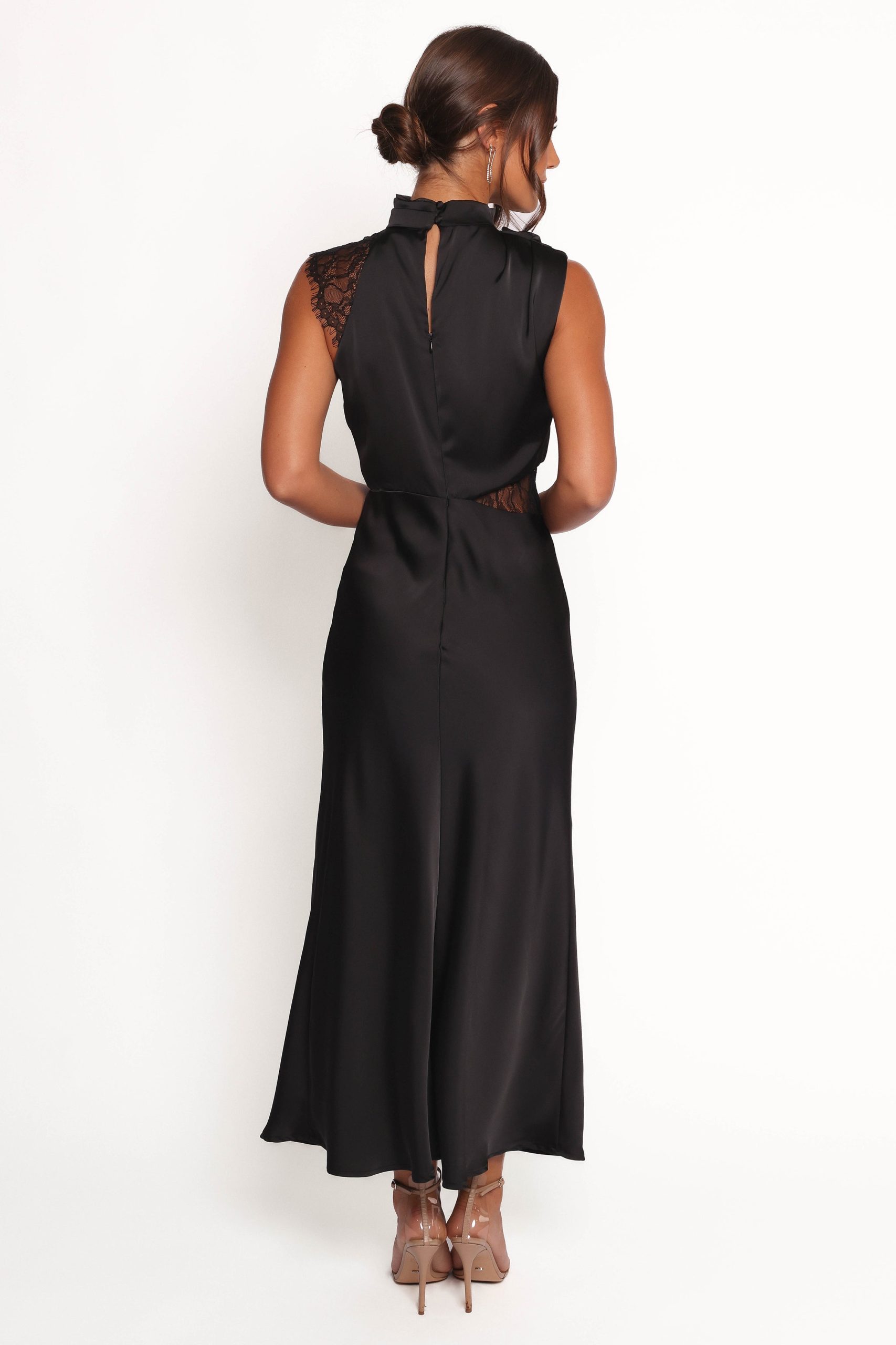 Anabelle Halter Neck Lace Maxi Dress - Black - Image 5