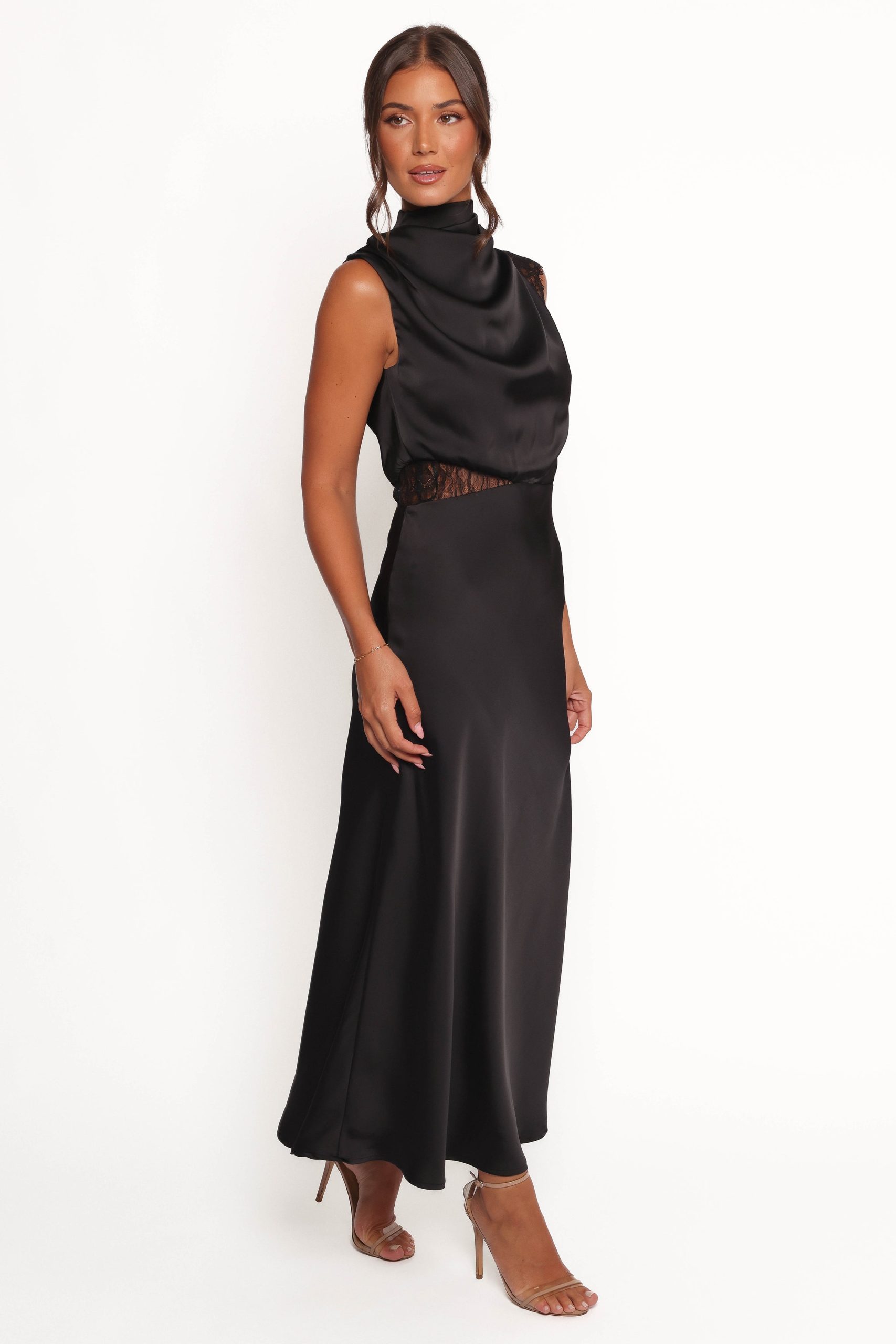 Anabelle Halter Neck Lace Maxi Dress - Black - Image 6