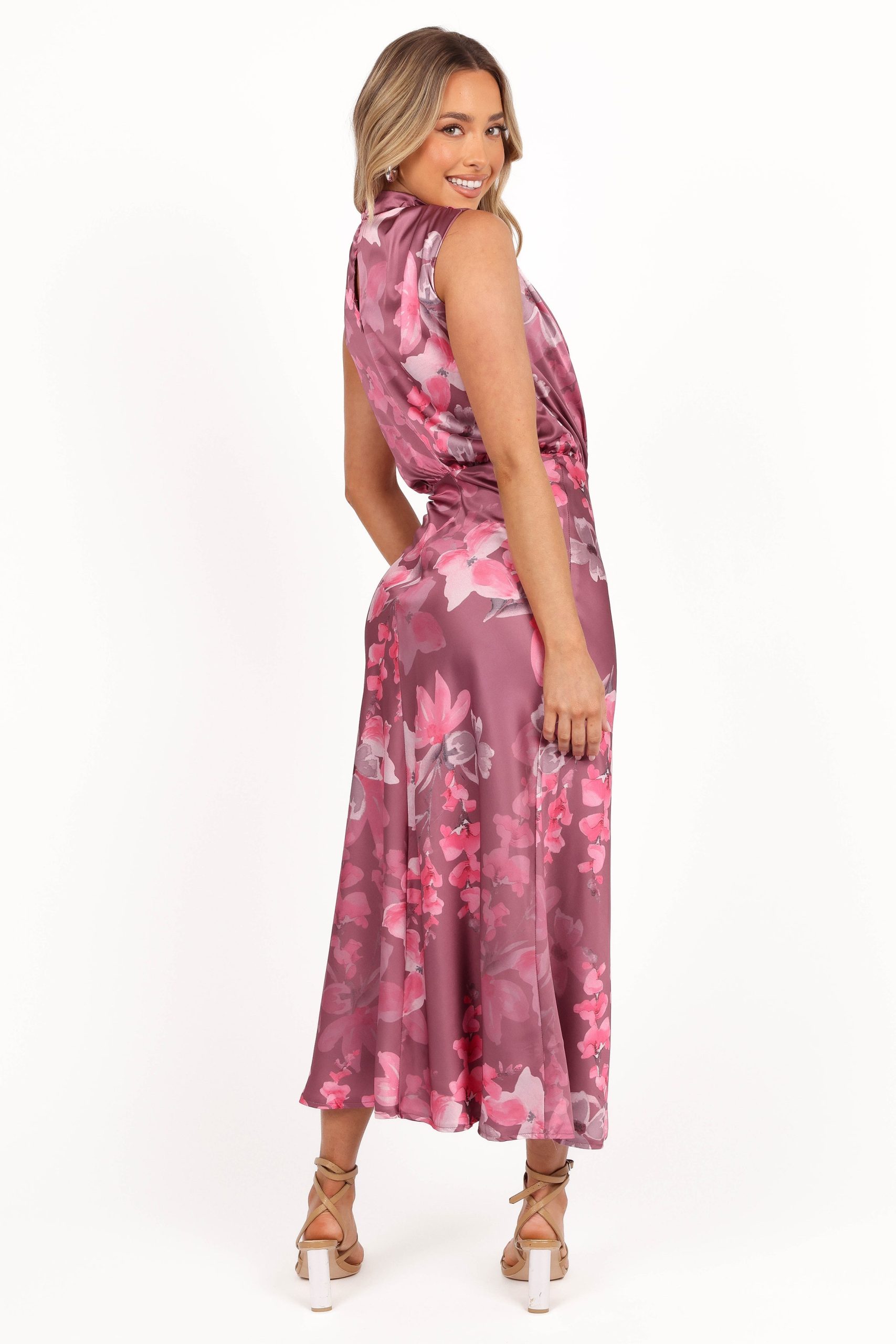 Anabelle Halter Neck Midi Dress - Dark Rose Floral - Image 5