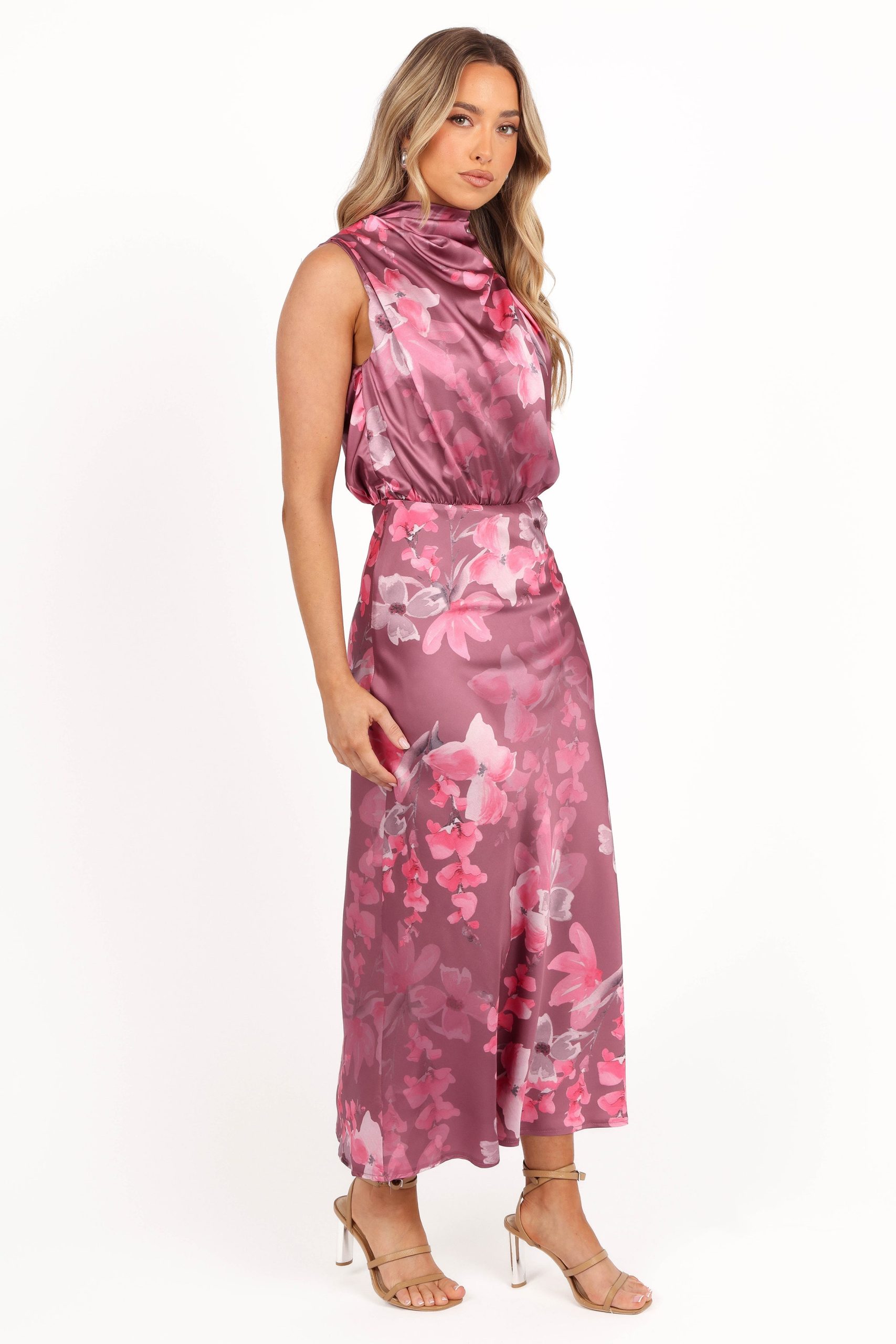 Anabelle Halter Neck Midi Dress - Dark Rose Floral - Image 7